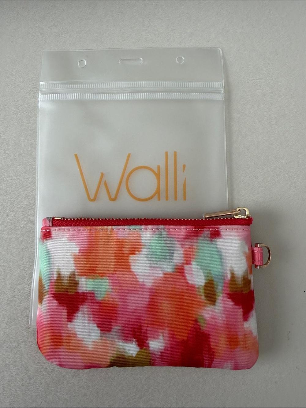 Walli Floral Watercolor Wristlet Pouch - Pink, Coral, Mint water color zipper
